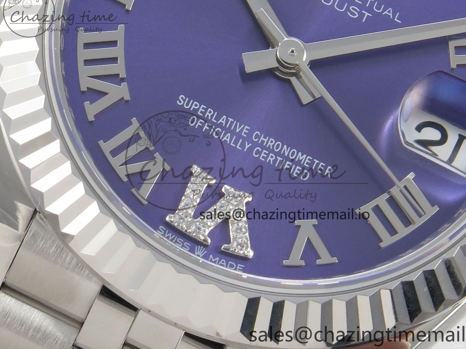 MiroTime 0114 DateJust 31 278274 THBF 1:1 Best Edition 904L Steel Purple Roman Dial on SS Jubilee Bracelet HZ Cal. Breathable 43
